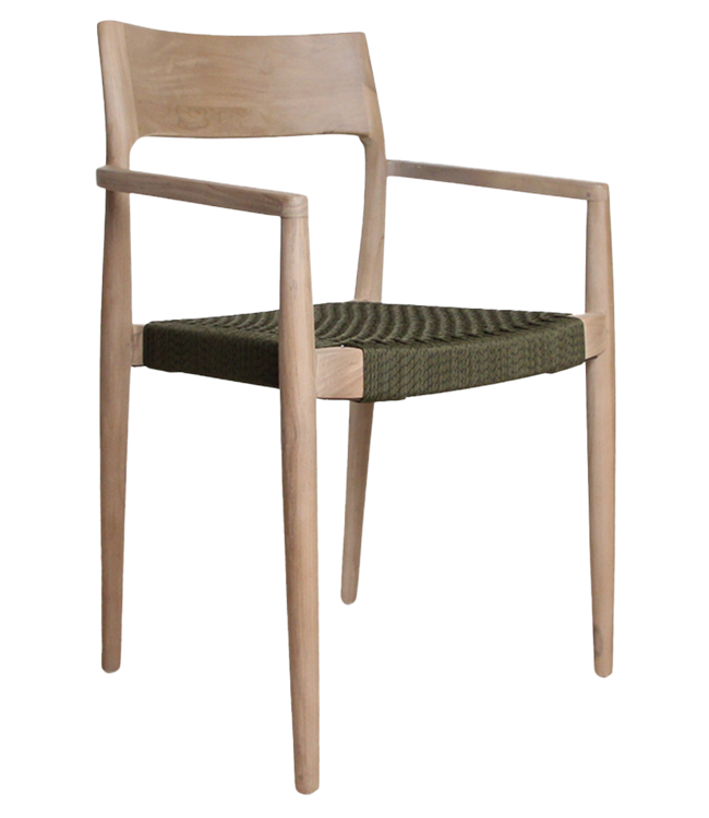 Raw Materials Amsterdam Freya Tuinstoel Met Armleuning Groen - Licht Teakhout