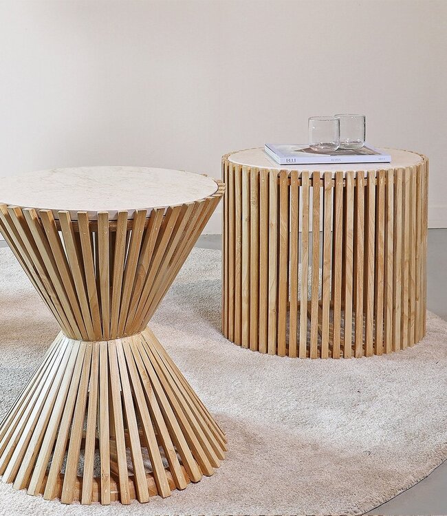 Raw Materials Amsterdam Infinity Bijzettafel Ovaal Marmer Hout 52 x 45 x 42 Cm