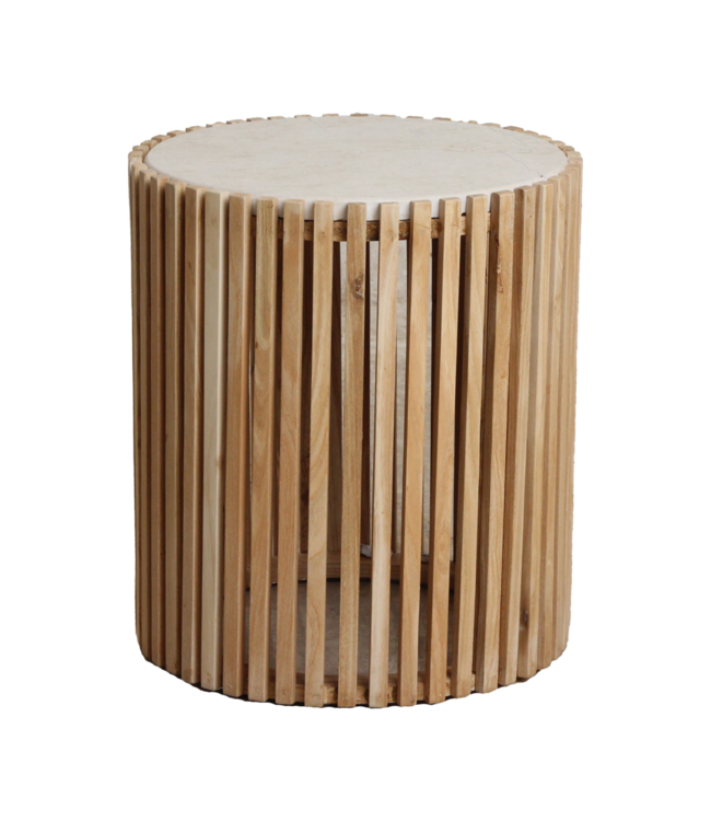 Raw Materials Amsterdam Infinity Bijzettafel Rond Hout Marmer 45 x 40 Cm