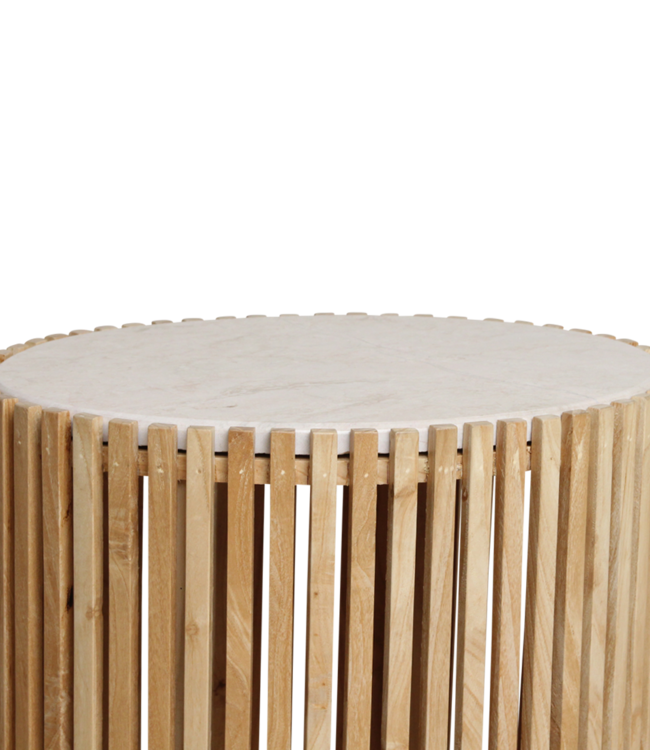 Raw Materials Amsterdam Infinity Bijzettafel Ovaal Marmer Hout 52 x 45 x 42 Cm