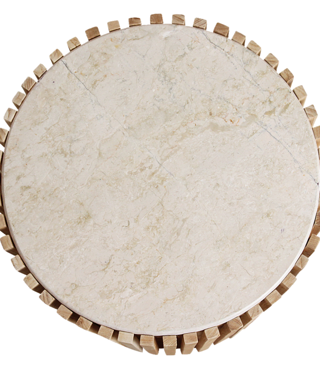 Raw Materials Amsterdam Infinity Bijzettafel Rond Hout Marmer 45 x 40 Cm