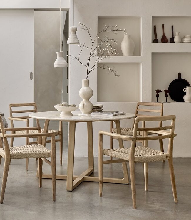 Raw Materials Amsterdam Infinity ronde eettafel 120 x 75 cm Marmer Hout