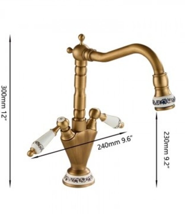 Rene Houtman Landelijke Wastafel Mengkraan | Brons | H30 cm