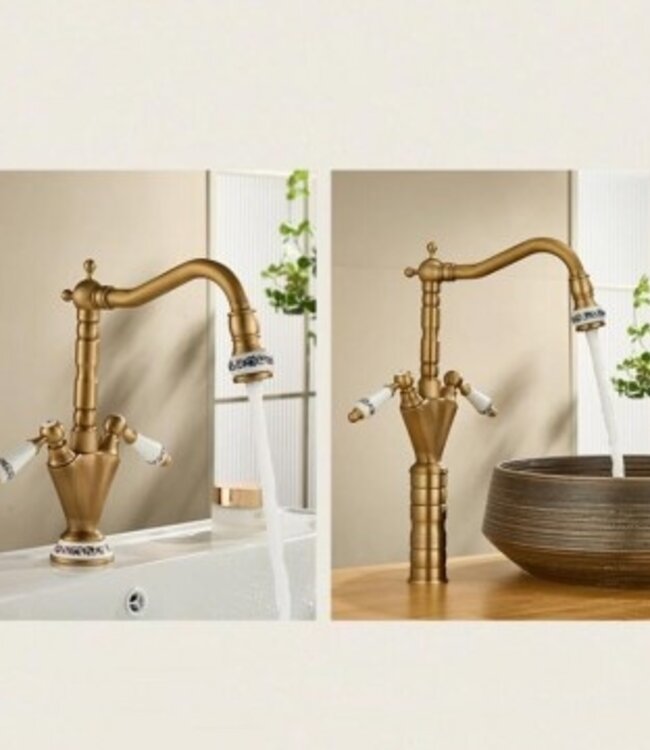 Rene Houtman Landelijke Wastafel Mengkraan | Brons | H30 cm