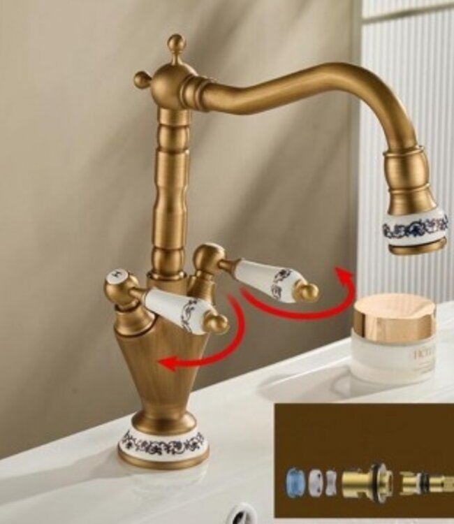 Rene Houtman Landelijke Wastafel Mengkraan | Brons | H30 cm