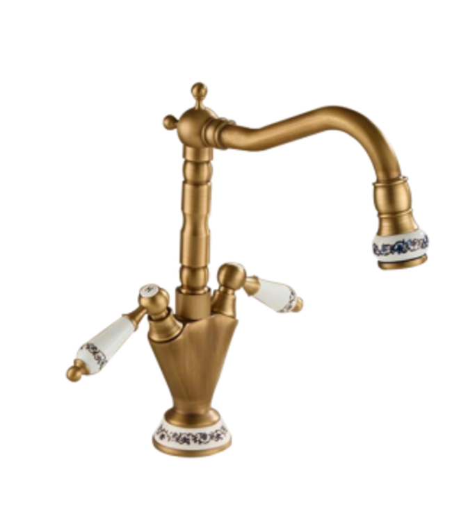 Rene Houtman Landelijke Wastafel Mengkraan | Brons | H30 cm