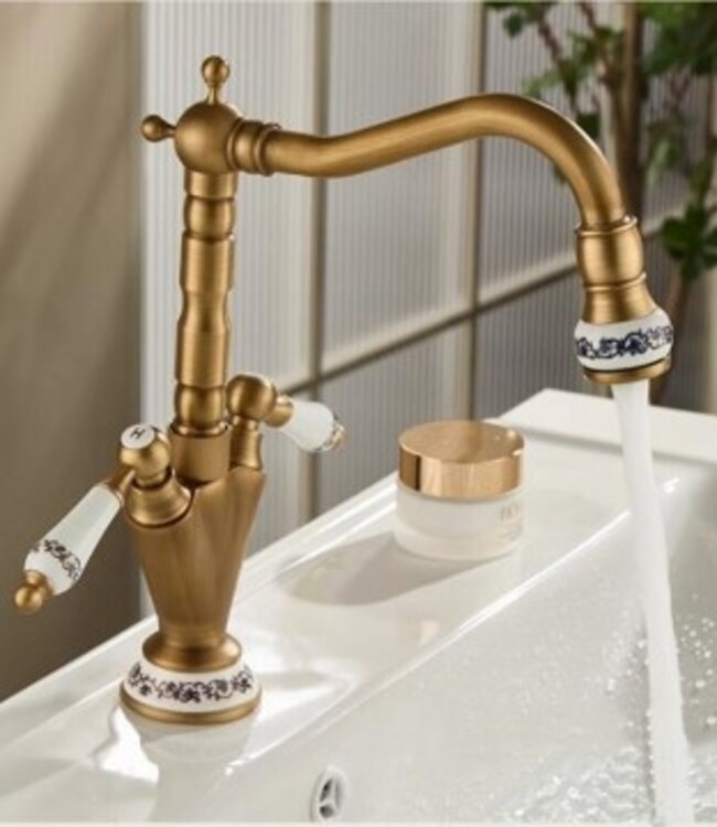 Rene Houtman Landelijke Wastafel Mengkraan | Brons | H30 cm