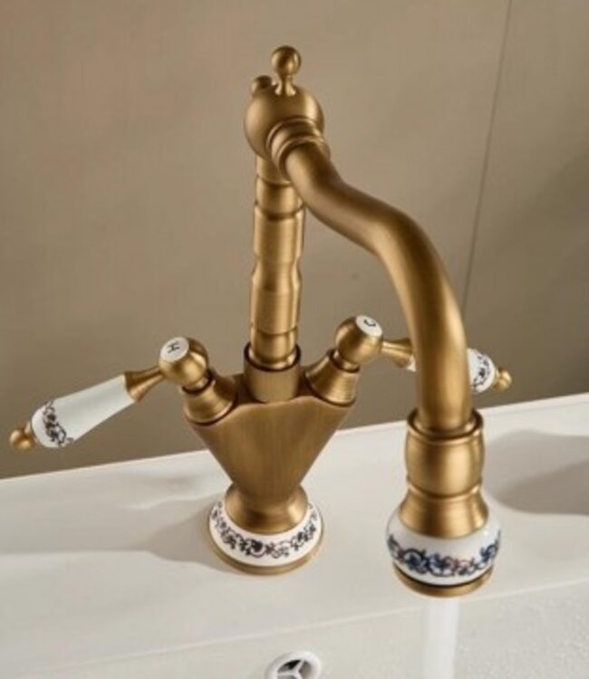 Rene Houtman Landelijke Wastafel Mengkraan | Brons | H30 cm