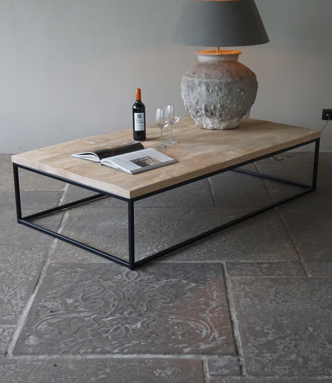 Rene Houtman Salontafel Eikenhout | Ijzeren Onderstel | Kies Maat
