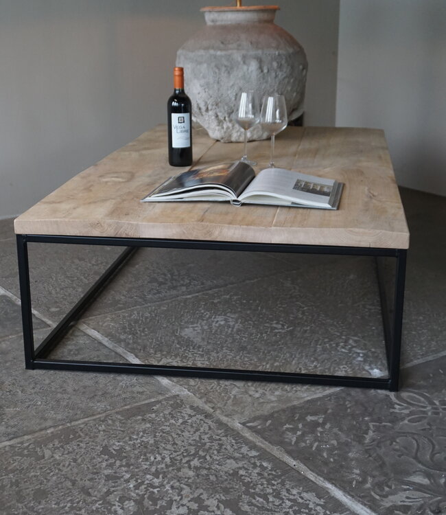 Rene Houtman Salontafel Eikenhout | Ijzeren Onderstel | Kies Maat