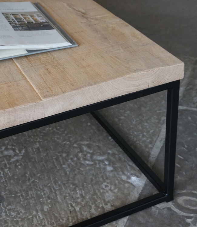 Rene Houtman Salontafel Eikenhout | Ijzeren Onderstel | Kies Maat