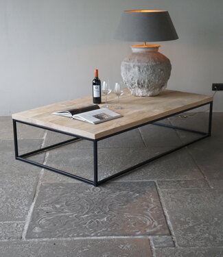 Rene Houtman Salontafel Eikenhout | Ijzeren Onderstel | Kies Maat