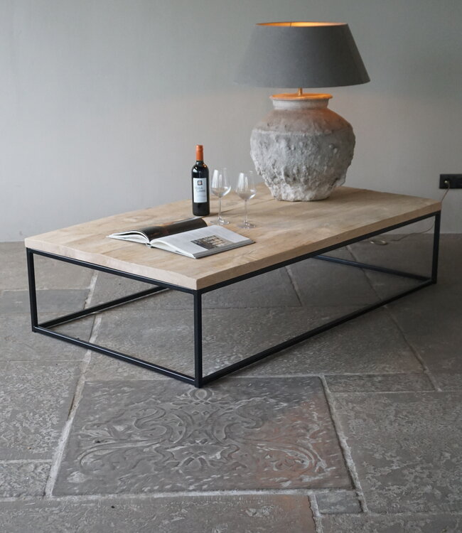 Rene Houtman Salontafel Eikenhout | Ijzeren Onderstel | Kies Maat