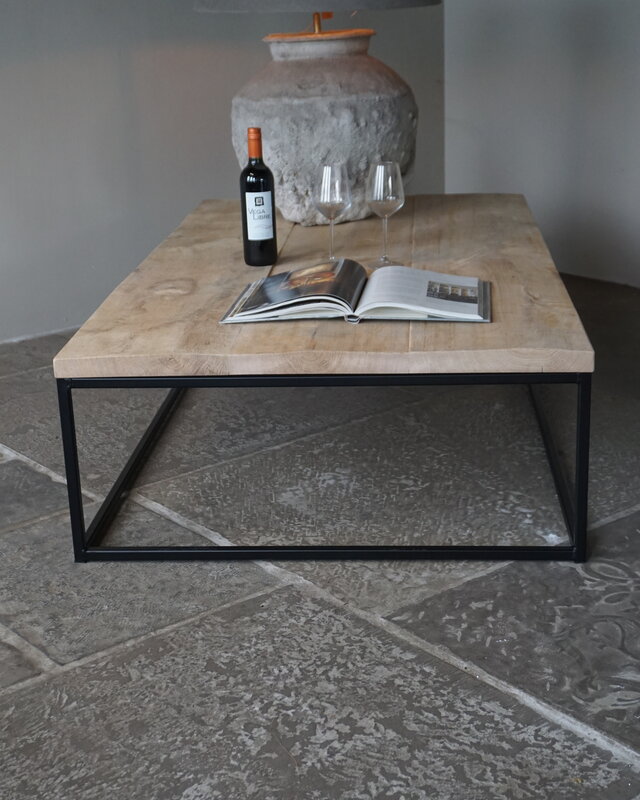 Rene Houtman Salontafel Eikenhout | Ijzeren Onderstel | Kies Maat