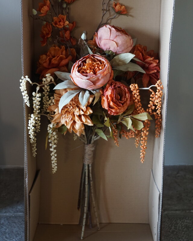 Rene Houtman Kunstbloemen Boeket Evi | Oranje | L100 cm