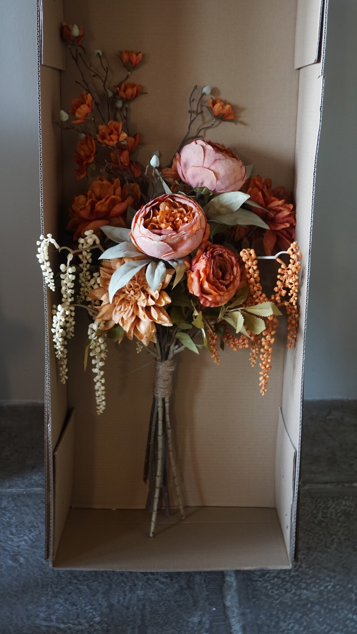 Rene Houtman Kunstbloemen Boeket Evi | Oranje | L100 cm