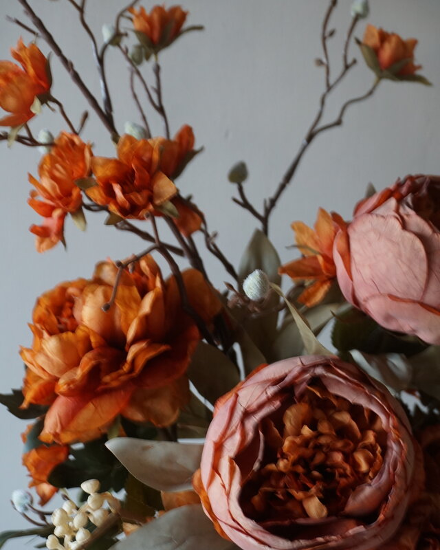 Rene Houtman Kunstbloemen Boeket Evi | Oranje | L100 cm