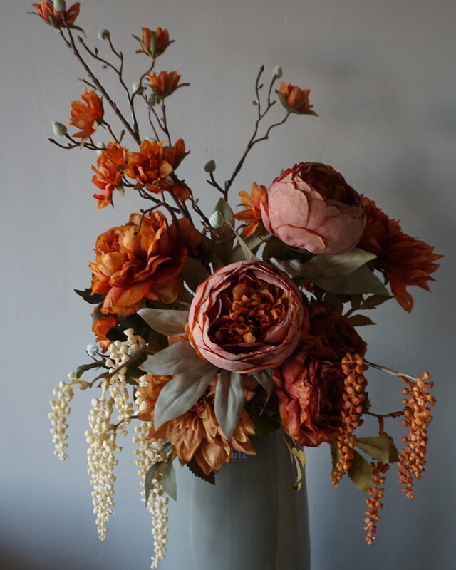 Rene Houtman Kunstbloemen Boeket Evi | Oranje | L100 cm