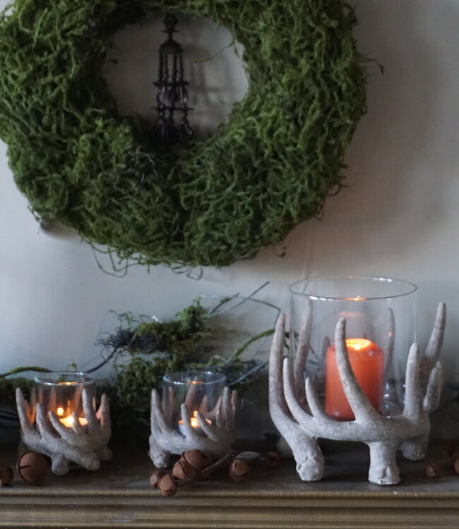 Rene Houtman Windlicht Gewei L | Ivory | H21 x D21 cm