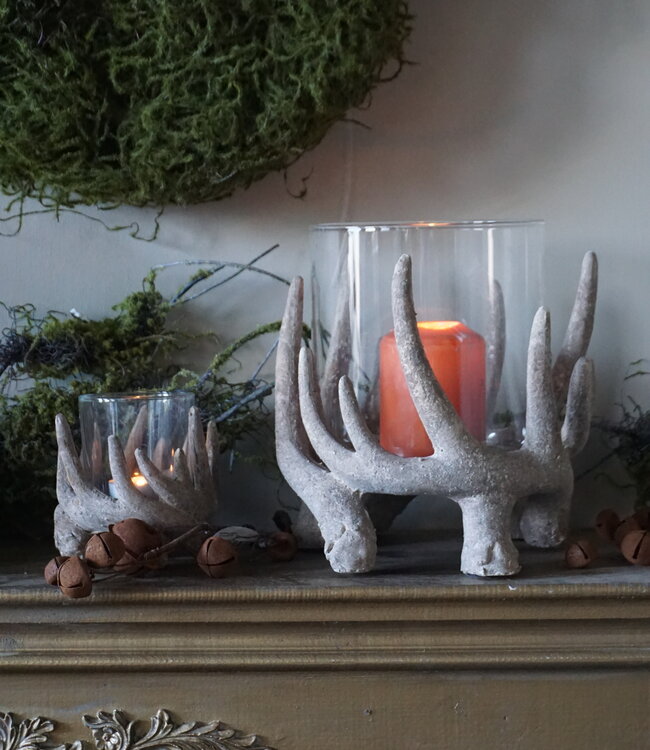 Rene Houtman Windlicht Gewei L | Ivory | H21 x D21 cm