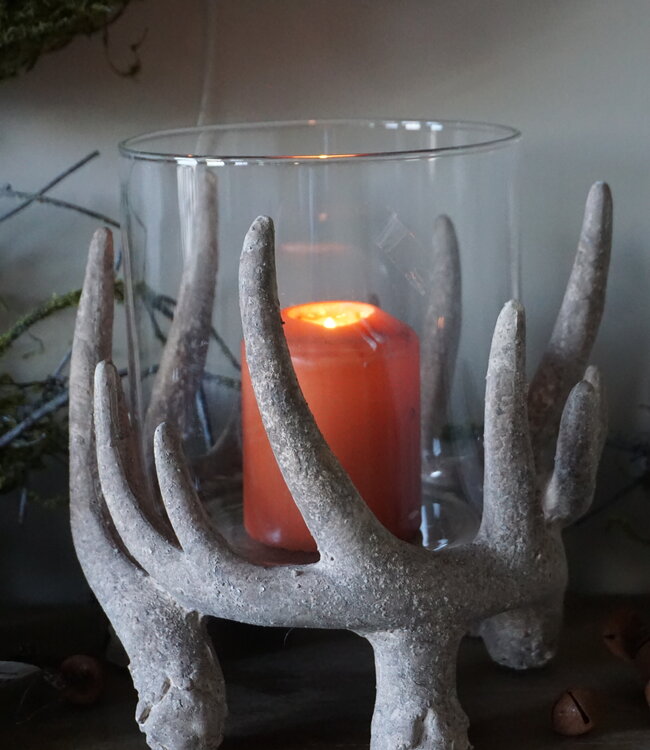 Rene Houtman Windlicht Gewei L | Ivory | H21 x D21 cm