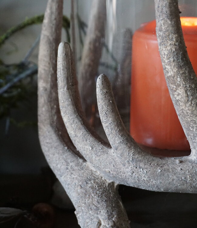 Rene Houtman Windlicht Gewei L | Ivory | H21 x D21 cm