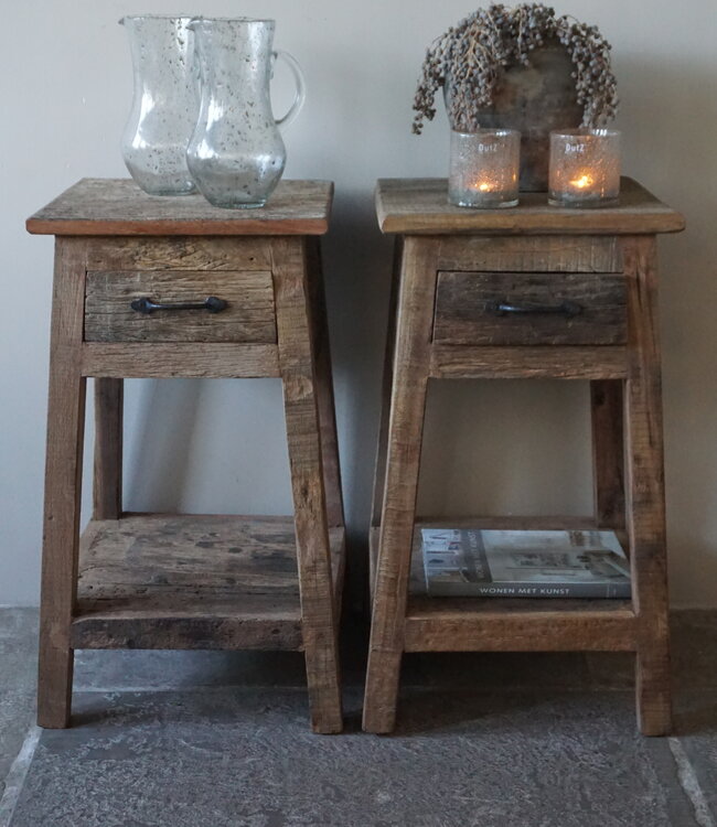 Rene Houtman Bijzettafel/Nachtkastje Truckwood | Set Van 2 | H75xB40xD40 cm