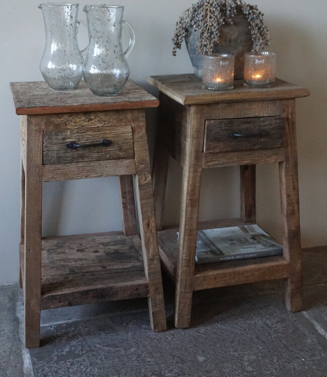 Rene Houtman Bijzettafel/Nachtkastje Truckwood | Set Van 2 | H75xB40xD40 cm