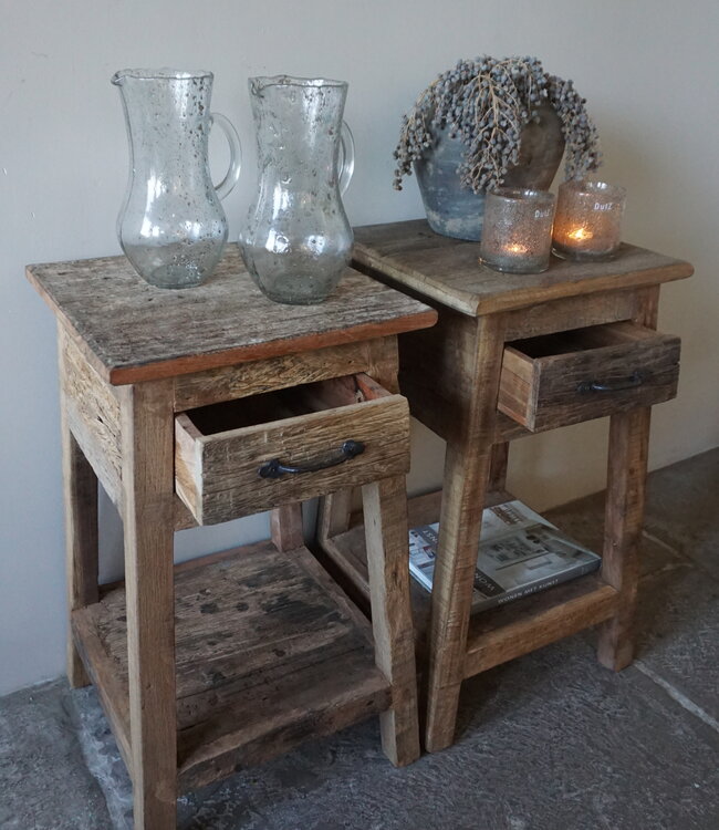 Rene Houtman Bijzettafel/Nachtkastje Truckwood | Set Van 2 | H75xB40xD40 cm