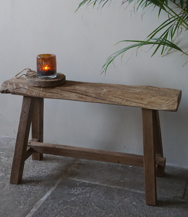 Rene Houtman Oud Eikenhouten Bankje | Nr 1 | H46 x B80 x D21 cm