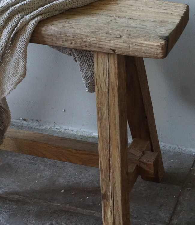 Rene Houtman Oud Eikenhouten Bankje | Nr 2 | H46 x B80 x D20 cm