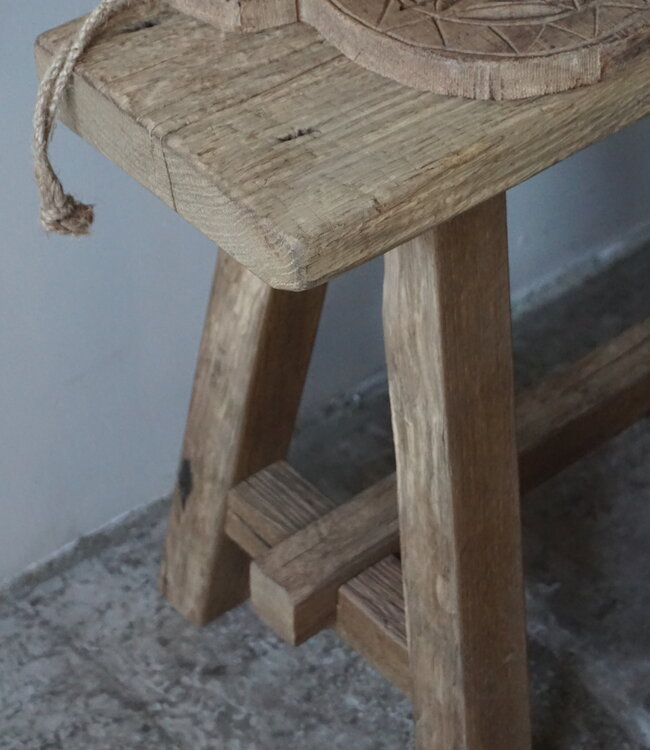 Rene Houtman Oud Eikenhouten Bankje | Nr 3 | H46 x B80 x D20 cm