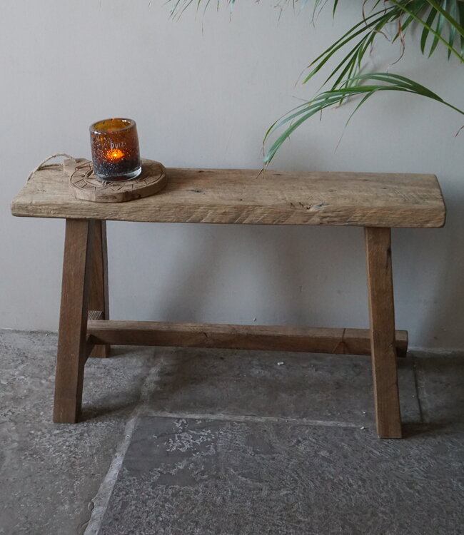 Rene Houtman Oud Eikenhouten Bankje | Nr 3 | H46 x B80 x D20 cm