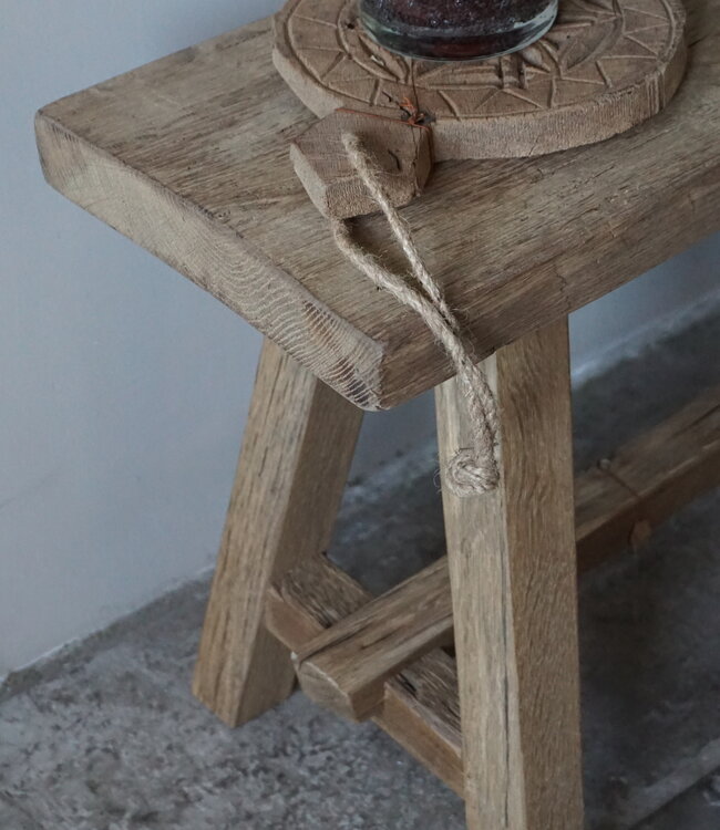 Rene Houtman Oud Eikenhouten Bankje | Nr 4 | H46 x B80 x D24 cm