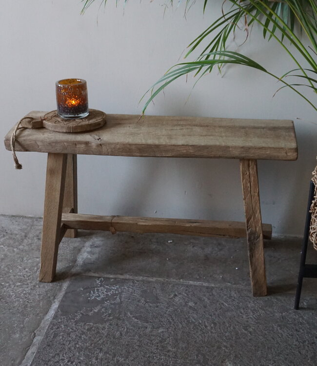 Rene Houtman Oud Eikenhouten Bankje | Nr 4 | H46 x B80 x D24 cm