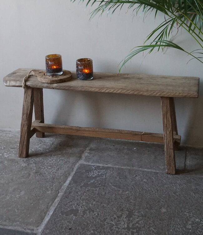 Rene Houtman Oud Eikenhouten Bankje | Nr 1 | H46,5 x B100 x D20 cm