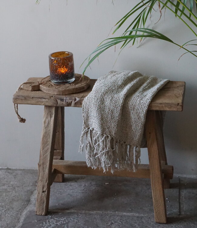 Rene Houtman Oud Eikenhouten Bankje | Nr 2 | H46 x B60 x D22 cm