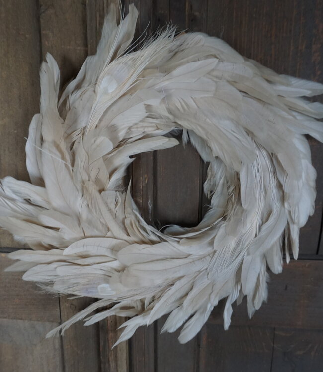 Rene Houtman Krans Pauwenveer Wit | H6 x D40 cm