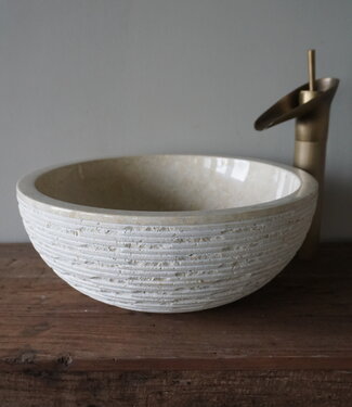 Rene Houtman Luxe Waskom Beige Marmer | Rond |  Ø38 x 15 cm