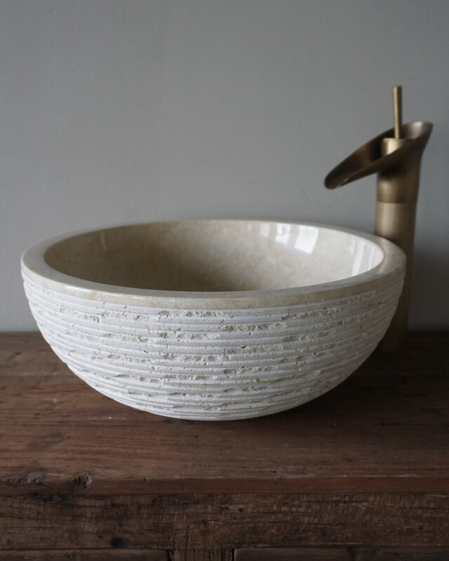 Rene Houtman Luxe Waskom Beige Marmer | Rond | Ø38 x 15 cm