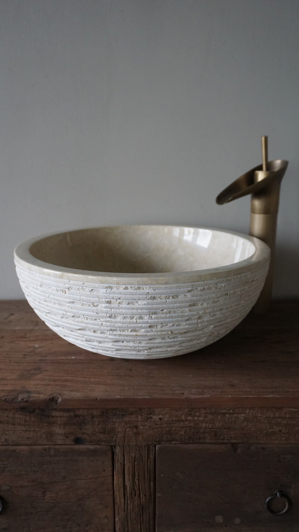 Rene Houtman Luxe Waskom Beige Marmer | Rond | Ø38 x 15 cm