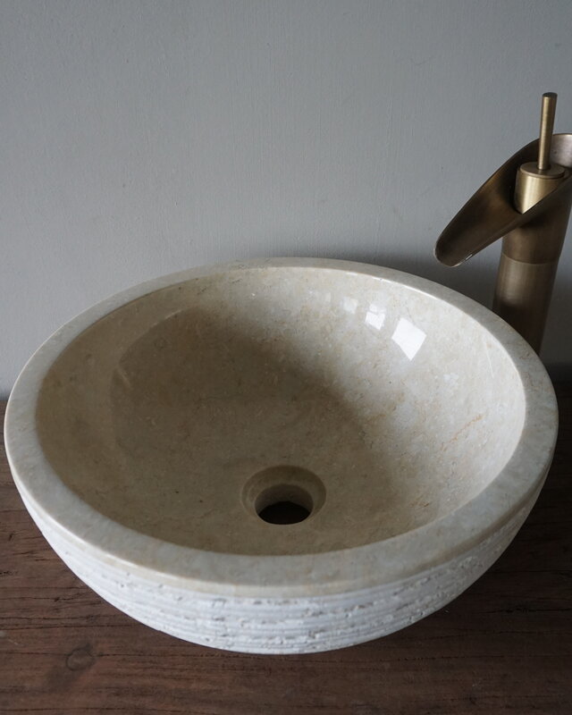 Rene Houtman Luxe Waskom Beige Marmer | Rond | Ø38 x 15 cm