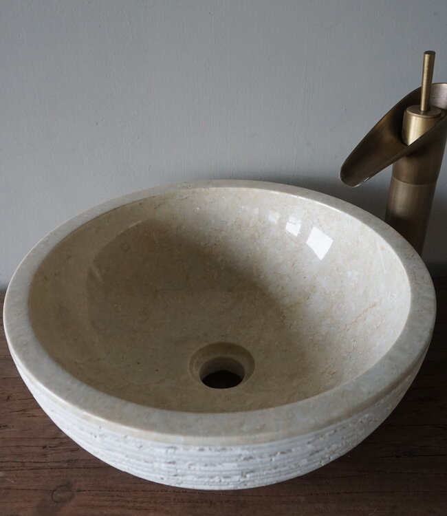 Rene Houtman Luxe Waskom Beige Marmer | Rond |  Ø38 x 15 cm
