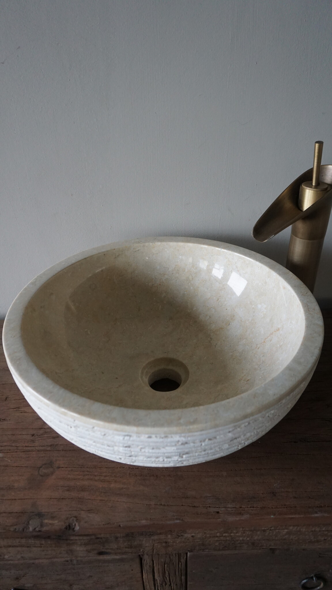 Rene Houtman Luxe Waskom Beige Marmer | Rond | Ø38 x 15 cm