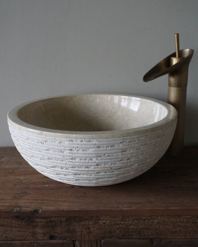 Rene Houtman Luxe Waskom Beige Marmer | Rond | Ø38 x 15 cm