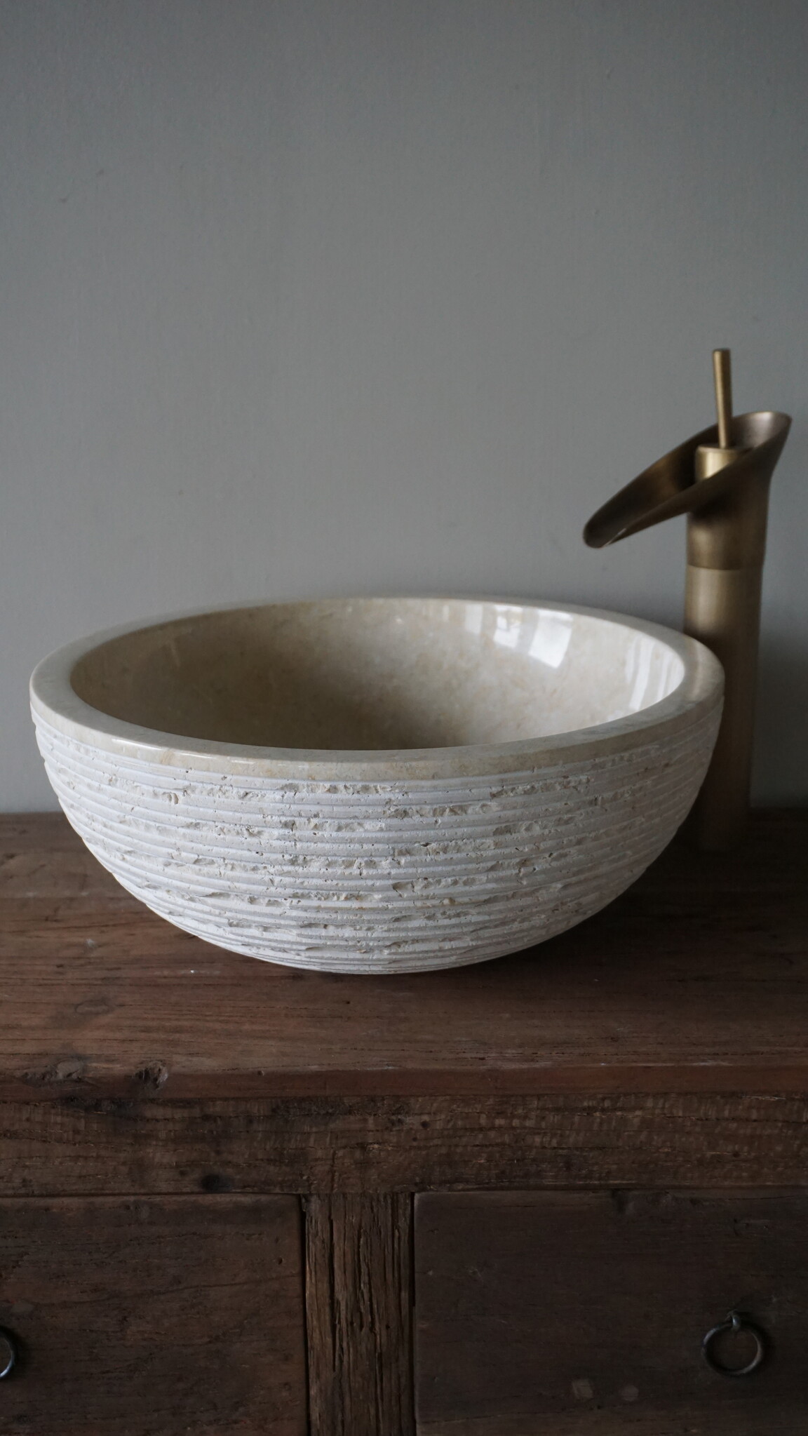 Rene Houtman Luxe Waskom Beige Marmer | Rond | Ø38 x 15 cm