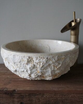 Rene Houtman Waskom Beige Marmer Gekapt B40xH15 Cm