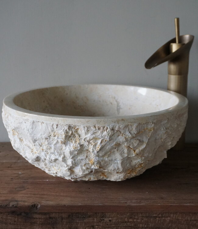 Rene Houtman Waskom Beige Marmer Gekapt B38xH15 Cm