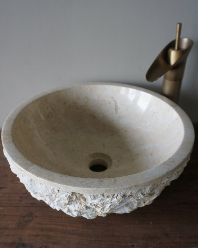 Rene Houtman Waskom Beige Marmer Gekapt B40xH15 Cm