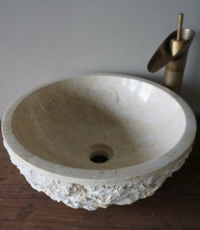 Rene Houtman Waskom Beige Marmer Gekapt B38xH15 Cm